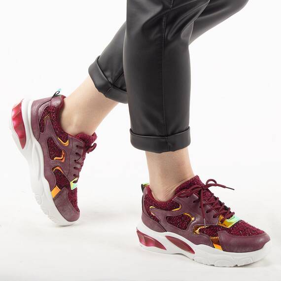 Pantofi de dama sport cu talpa groasa YY-95-W, Culoare (12): Bordo, Marime (12): 39 - 3- Roveli