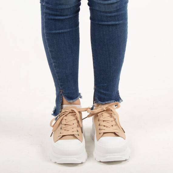 Sneakers de dama, camel, casual SN-296-KHAKI, Culoare (12): Camel, Marime (12): 41 - 2- Roveli