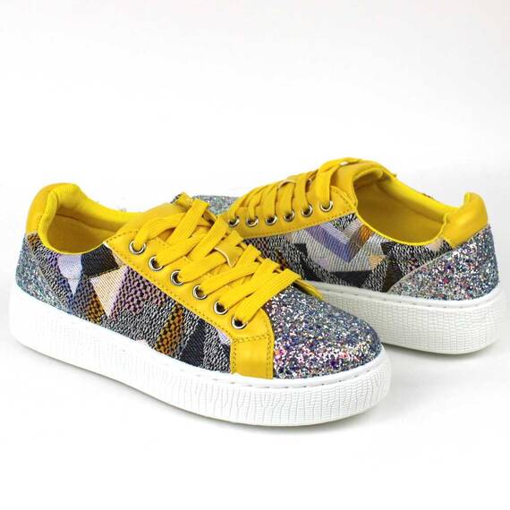 ​Tenisi dama casual, galbeni cu glitter YY-91-Yellow, Culoare (12): Multicolor, Galben, Marime (12): 37 - 2- Roveli