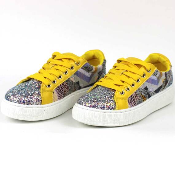 ​Tenisi dama casual, galbeni cu glitter YY-91-Yellow, Culoare (12): Multicolor, Galben, Marime (12): 37 - 4- Roveli