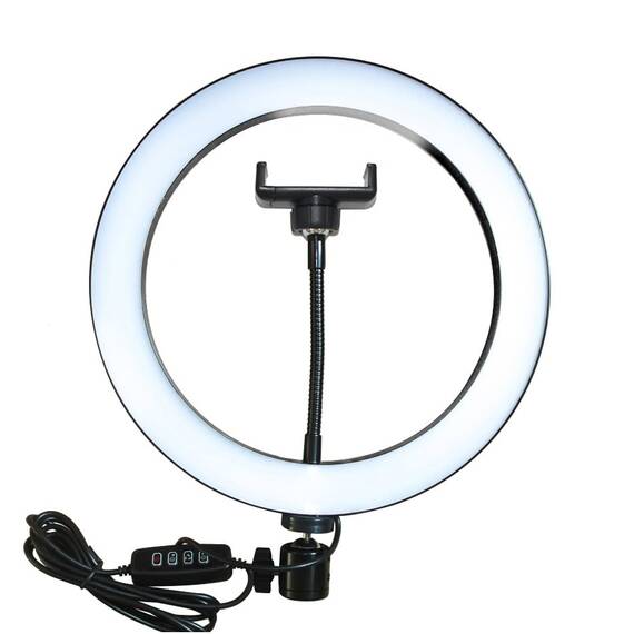 Lampa circulara  usb 26cm cu suport telefon - Puluz - - Roveli