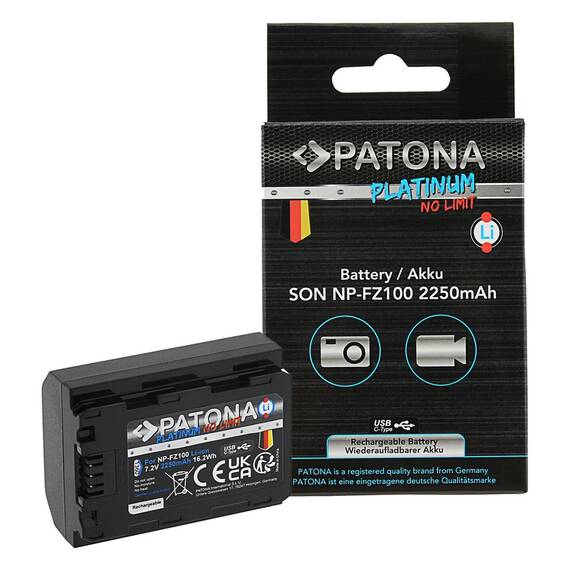 Acumulator Patona Platinum NP-FZ100 cu USB-C 2250mAh compatibil Sony-1360 - - Roveli