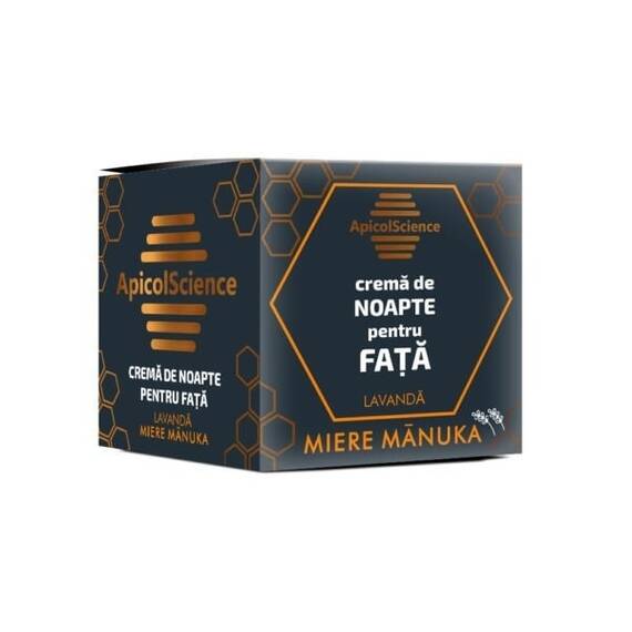 Crema de Noapte pentru Fata cu Miere Manuka si Lavanda 50 ml Apicol Science - - Roveli