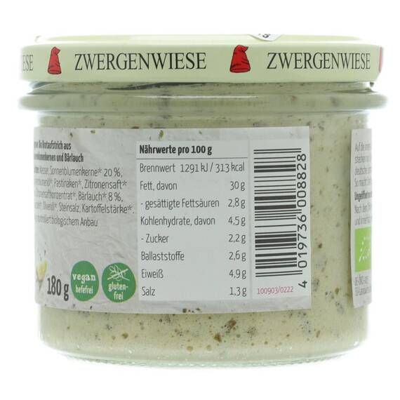 Pate vegetal cu usturoi salbatic FARA GLUTEN 180g Zwergenwiese - 5- Roveli