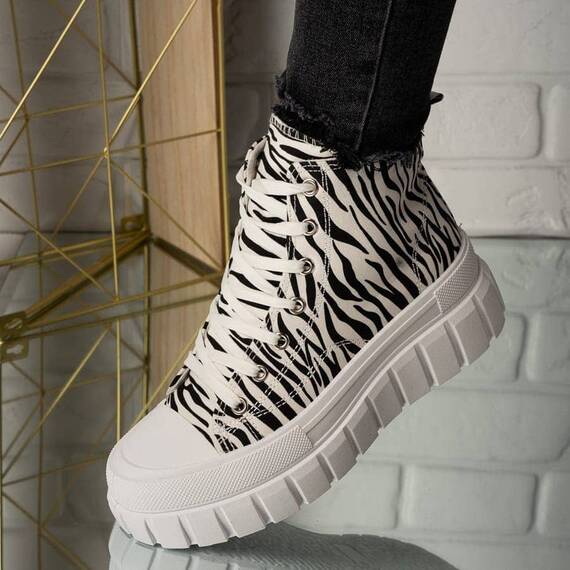 Sneakers dama din material textil Rihanna, Culoare (12): Zebra, Marime (12): 38 - - Roveli