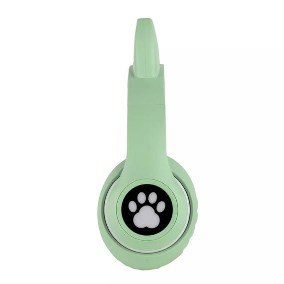 Casti CAT cu lumini colorate, Bluetooth 5.0, microfon si card micro-sd : Culoare - galben, Culoare (tm): verde - - Roveli