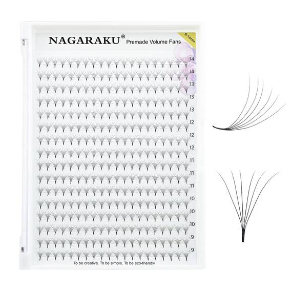 Extensii de gene gata facute, 6D negru, curbura C Nagaraku, extensii gene premium, 16 linii, 320 buchetele - - Roveli