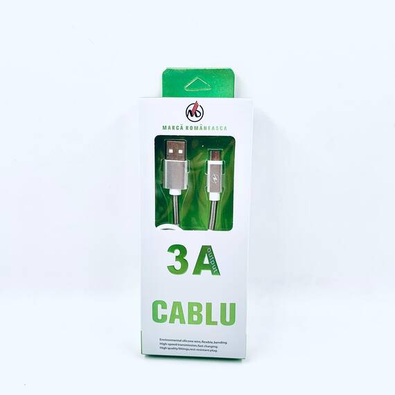 Cablu de incarcare telefon TIP micro usb : Culoare - argintiu, Culoare (tm): argintiu - - Roveli