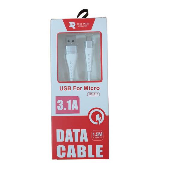 Cablu pentru incarcare si transfer de date  micro usb : Culoare - alb, Culoare (tm): alb - - Roveli
