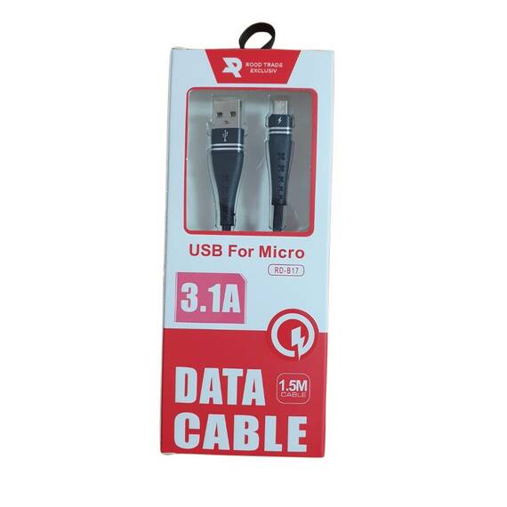 Cablu pentru incarcare si transfer de date  micro usb : Culoare - alb, Culoare (tm): negru - - Roveli