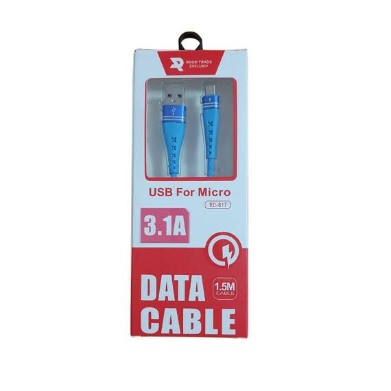 Cablu pentru incarcare si transfer de date  micro usb : Culoare - alb, Culoare (tm): albastru - - Roveli
