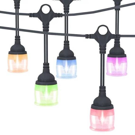 Ghirlanda LED cu alimentare solara 12 m/12 becuri cu telecomanda : Tip lumina - RGB-multicolor - - Roveli