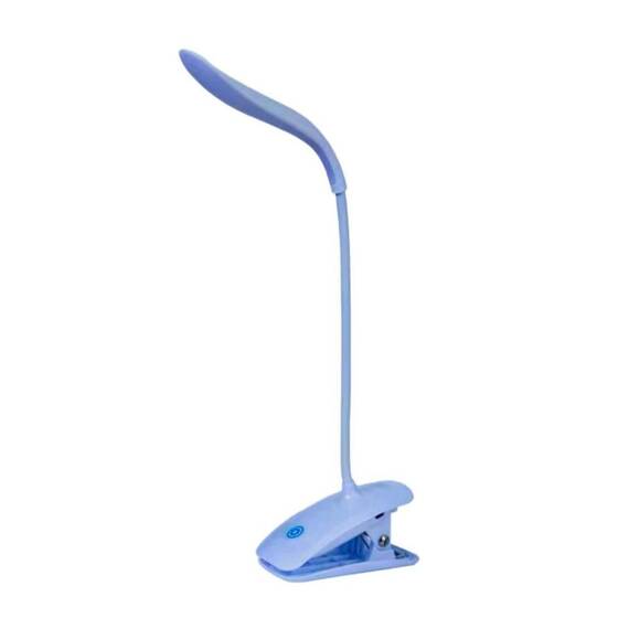 Lampa de birou flexibila cu clips, protectia ochilor si incarcare USB : Culoare - bleu, Set - 1 bucata - - Roveli