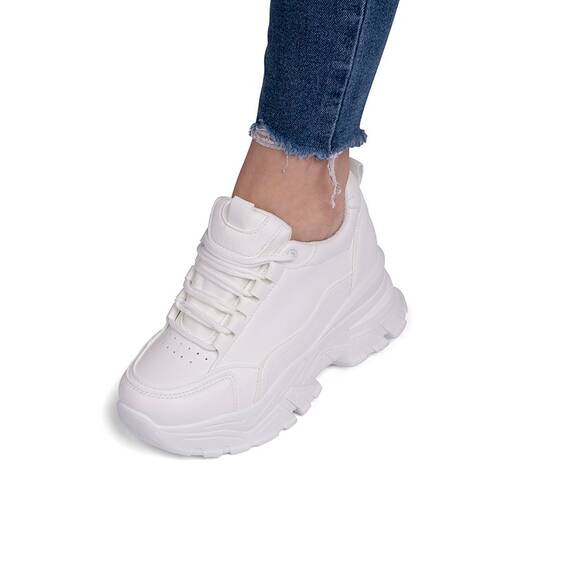 Sneakersi dama inalti din piele ecologica Albi Kris, Culoare (12): Alb, Marime (12): 39 - - Roveli