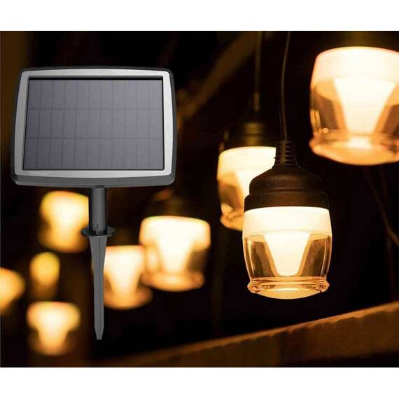 Ghirlanda LED cu alimentare solara 11.5 m/12 becuri : Tip lumina - Calda, Tip lumina (tm): Calda - - Roveli
