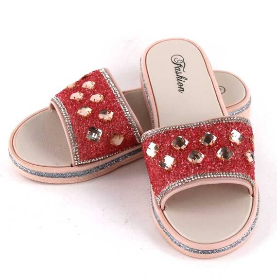 Papuci de dama decorati cu pietre 896-DIAMOND-PINK, Culoare (12): Argintiu, Roz, Marime (12): 40 - - Roveli