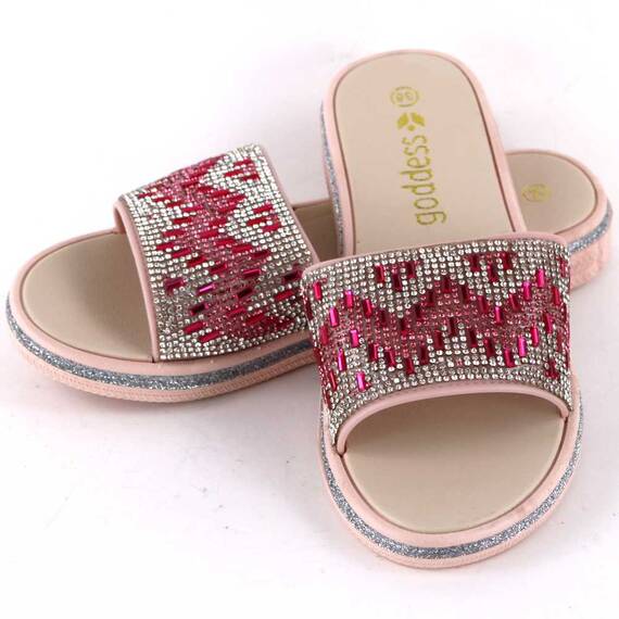 ​Papuci de dama decorati cu pietre 870-MOTIV-PINK, Culoare (12): Argintiu, Roz, Marime (12): 38 - - Roveli