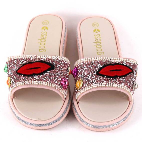 ​Papuci de dama decorati cu pietre 895-LIPS-PINK, Culoare (12): Argintiu, Roz, Marime (12): 36 - 4- Roveli