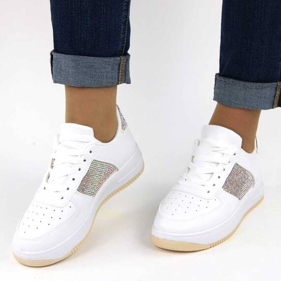 Pantofi sport de dama, decorati cu pietre Z027-WHITE, Culoare (12): Alb, Multicolor, Marime (12): 38 - 2- Roveli
