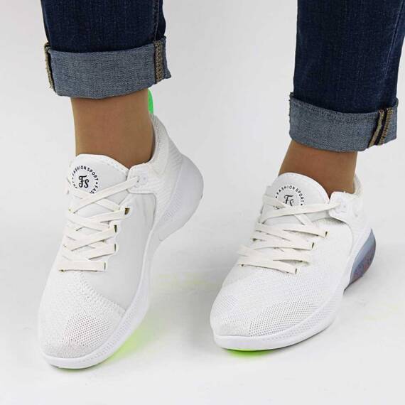 ​Pantofi sport de dama potriviti stilului casual M-10-WHITE, Culoare (12): Alb, Verde neon, Marime (12): 38 - 2- Roveli