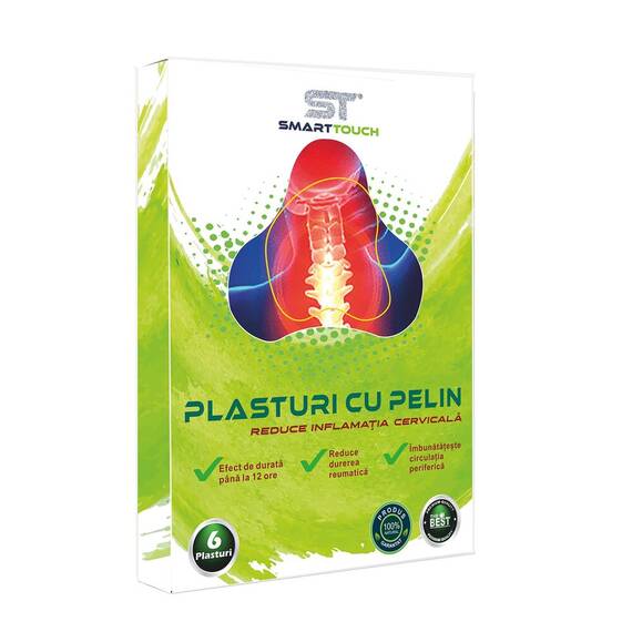 Plasturi cu Pelin Reduce Inflamatia Cervicala 6 bucati Smart Touch - - Roveli