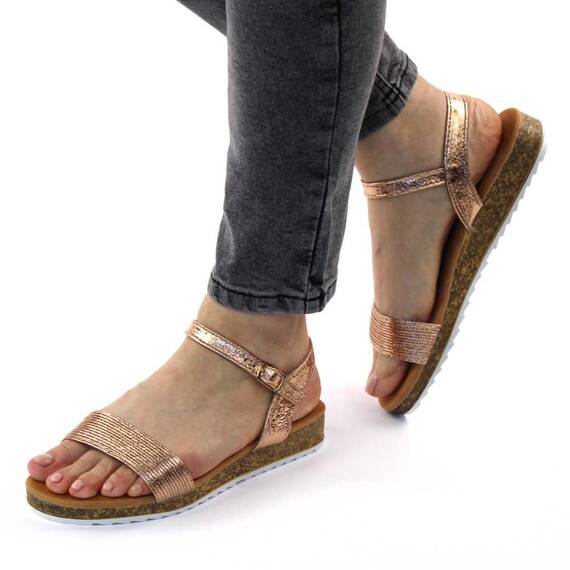 Sandale de dama, cu talpa joasa BJ511-CHAMPAGNE, Culoare (12): Champagne, Marime (12): 40 - - Roveli