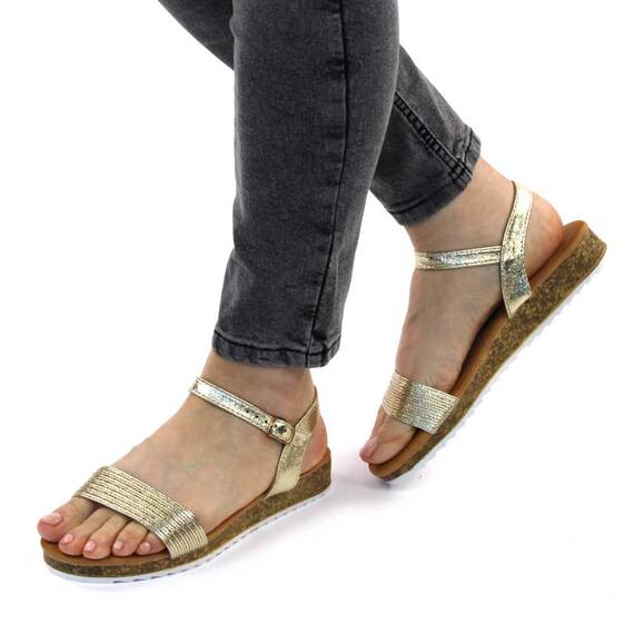 ​Sandale de dama, cu talpa joasa BJ511-GOLD, Culoare (12): Auriu, Marime (12): 39 - - Roveli