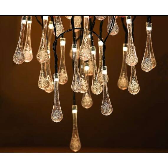 Ghirlanda luminoasa pentru Craciun cu 40 de led-uri, lungime 10 m, Picaturi de apa : Set - 1 bucata, Tip lumina - Calda, Tip lumina (tm): Calda, Set (tm): 2 buc - - Roveli