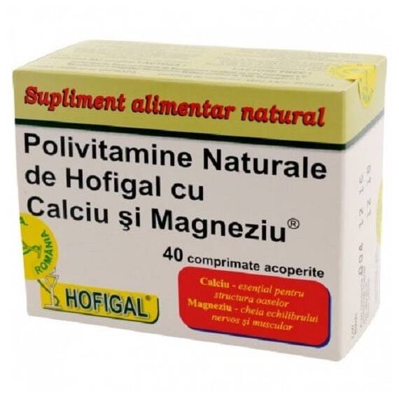 Polivitamine Naturale de Hofigal cu Calciu si Magneziu 40 comprimate acoperite - - Roveli