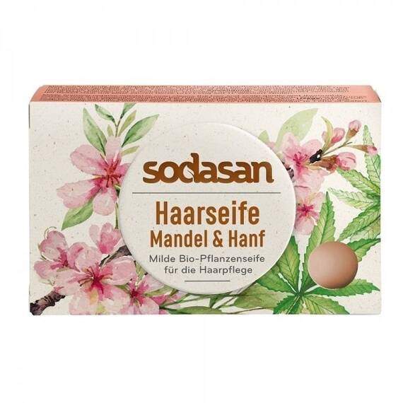 Sapun pentru par cu migdale si canepa bio 100g Sodasan - - Roveli