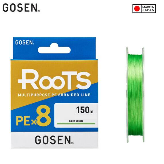 Fir Textil Gosen Roots PE X8 150m 0.153mm-0.202mm Light Green, Varianta (50): Roots PE X8 150m #1.2 0.187mm/11.4kg Light Green - - Roveli