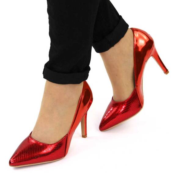 Pantofi de dama, rosii, stiletto cu toc inalt si subtire 3218-RED, Culoare (12): Rosu, Marime (12): 36* - - Roveli