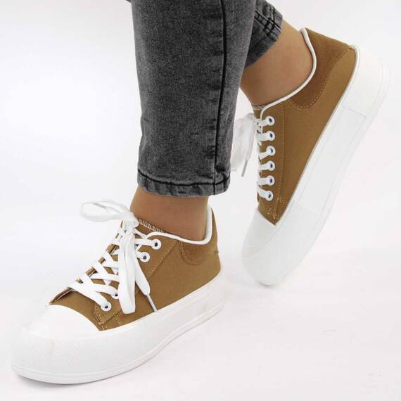 Sneakers de dama, cu talpa usoara si comoda D2109M-CAMEL, Culoare (12): Alb, Camel, Marime (12): 37** - - Roveli