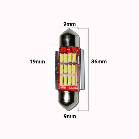 Set 2 x Bec LED 36mm SOFIT, 12LED, 12V, ALB, 4012 - 2- Roveli