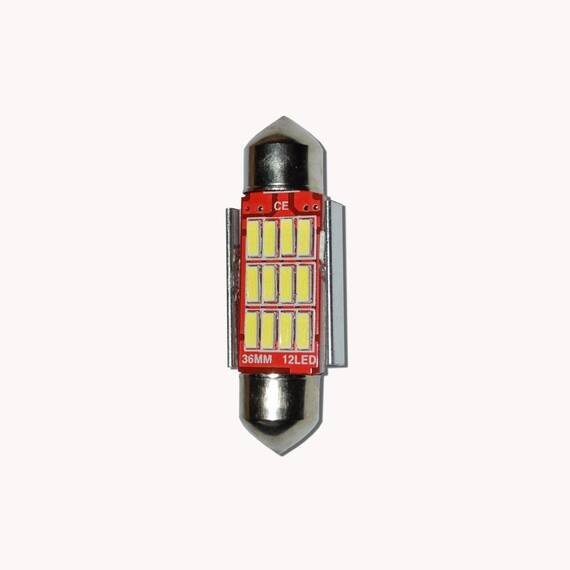 Set 2 x Bec LED 36mm SOFIT, 12LED, 12V, ALB, 4012 - 3- Roveli