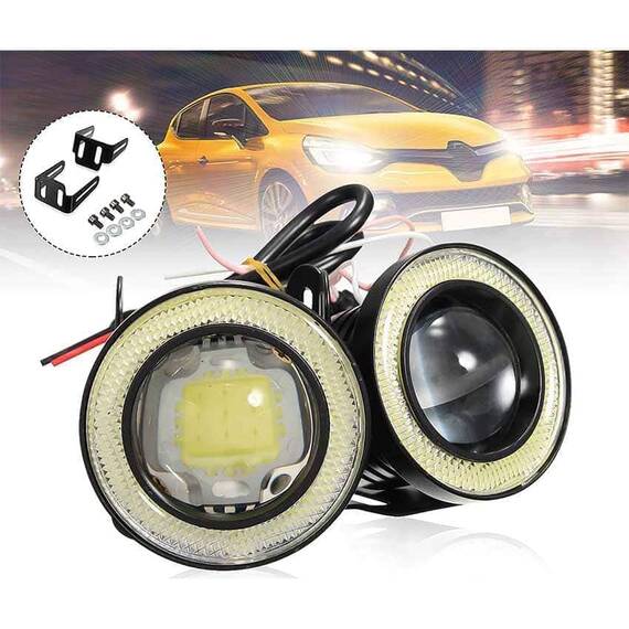Set 2 x proiectoare auto LED, Angel Eyes, 89mm, IP65, 6000K - 7- Roveli