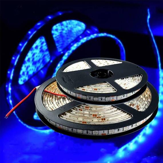 Banda led Albastra 3528,  300 leduri, 12V, 5m - 6- Roveli