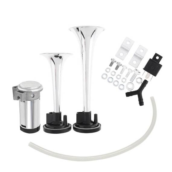 Set claxon cu 2 goarne si compresor, 12V - 5- Roveli