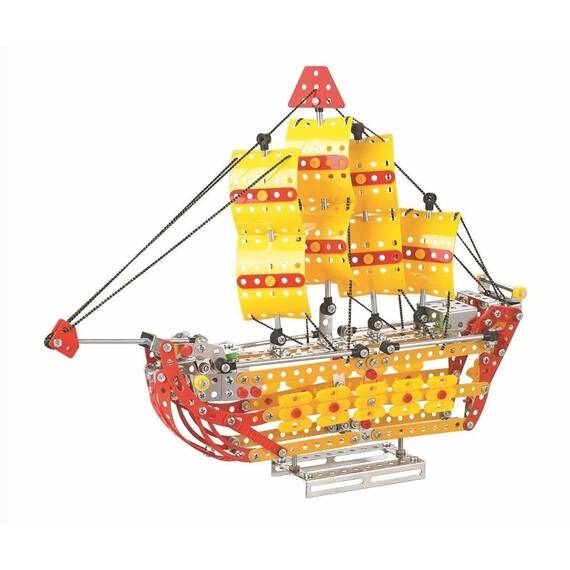 Set de constructie pentru copii, Vapor, 455 piese metalice - 2- Roveli
