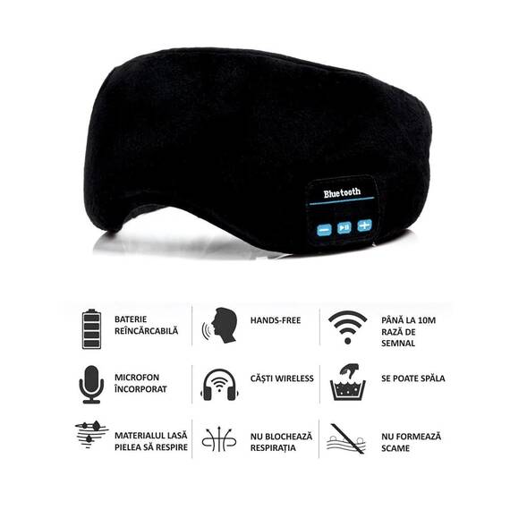 Masca de dormit YZ1, casti wireless - - Roveli