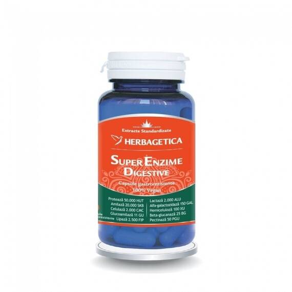Super Enzime Digestive 60 capsule Herbagetica - - Roveli