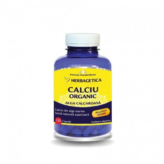 Calciu Organic Alga Calcaroasa 120 capsule Herbagetica - - Roveli