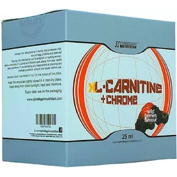 X L-Carnitine + Chrome 14 fiole X 25 ml cu Aroma de Fructe de Padure Xplode Gain Nutrition - - Roveli