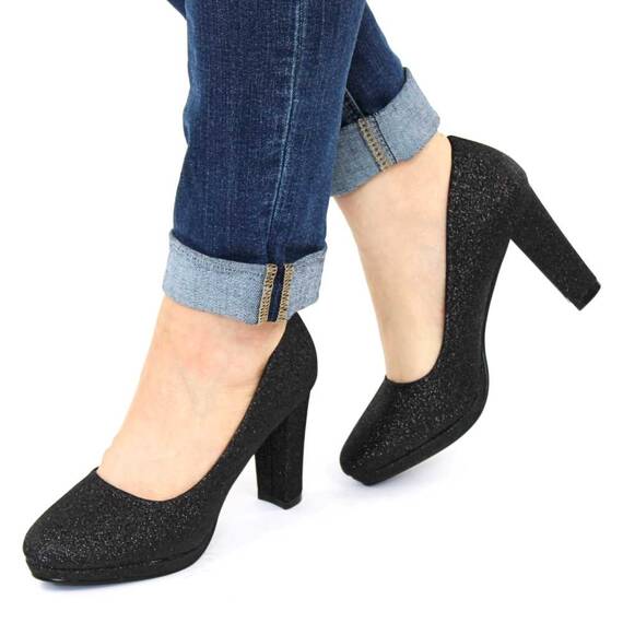 Pantofi eleganti de dama, cu platforma si toc inalt CD1-1-BLACK, Culoare (12): Negru, Marime (12): 35 - - Roveli