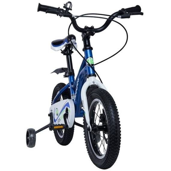 Bicicleta pentru copii 2-4 ani HappyCycles KidsCare, roti 12 inch, cu roti ajutatoare si frane pe disc, albastru - 3- Roveli