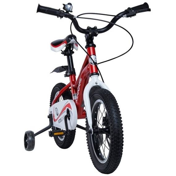 Bicicleta pentru copii 3-6 ani HappyCycles KidsCare, roti 14 inch, cu roti ajutatoare si frane pe disc, rosu - 3- Roveli