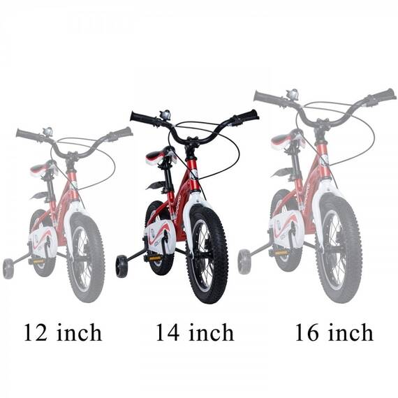 Bicicleta pentru copii 3-6 ani HappyCycles KidsCare, roti 14 inch, cu roti ajutatoare si frane pe disc, rosu - 7- Roveli