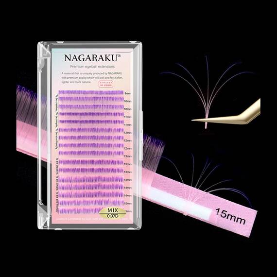 Extensii de gene curbura D Nagaraku Mix Roz 2 nuante, extensii gene premium, 16 linii - - Roveli