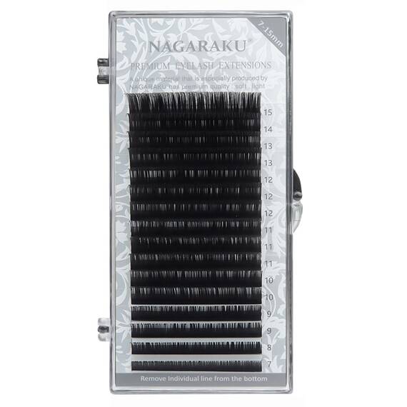 Extensii de gene curbura C Nagaraku Classical MIX 16-20mm, extensii gene premium, 16 linii, Grosime (26): 0.07, Lungime (26): mix (16-20) mm - - Roveli