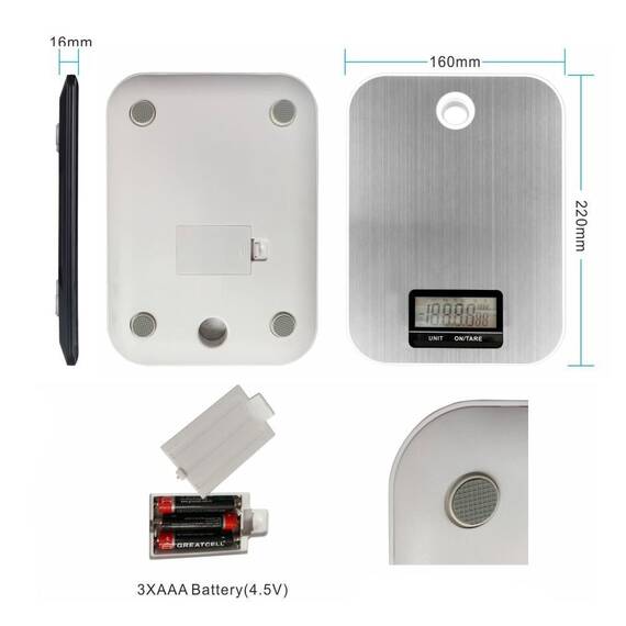 Cantar de bucatarie, E255, afisaj LCD, maxim 5 KG - 5- Roveli